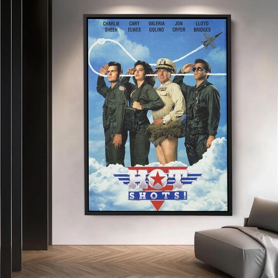 Hot Shots 1991 Comedy Fighter Pilot Parody Movie Poster Charlie Sheen