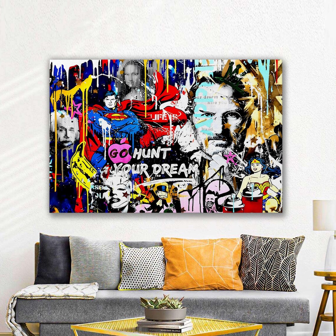 Superman Steve Jobs Wonder Woman Pop Art Go Hunt Your Dream Poster