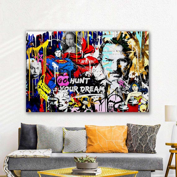 Colorful Graffiti Pop Art Canvas Urban Street Style Wall Modern Abstract Poster Trendy Home Decor Print
