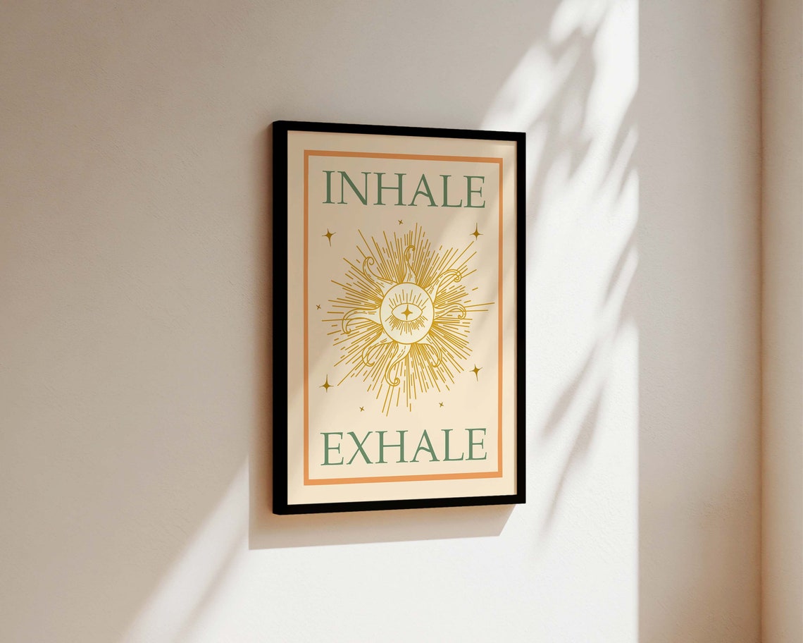Inhale Exhale Yoga Boho Sun Meditation Art Print - Image 3