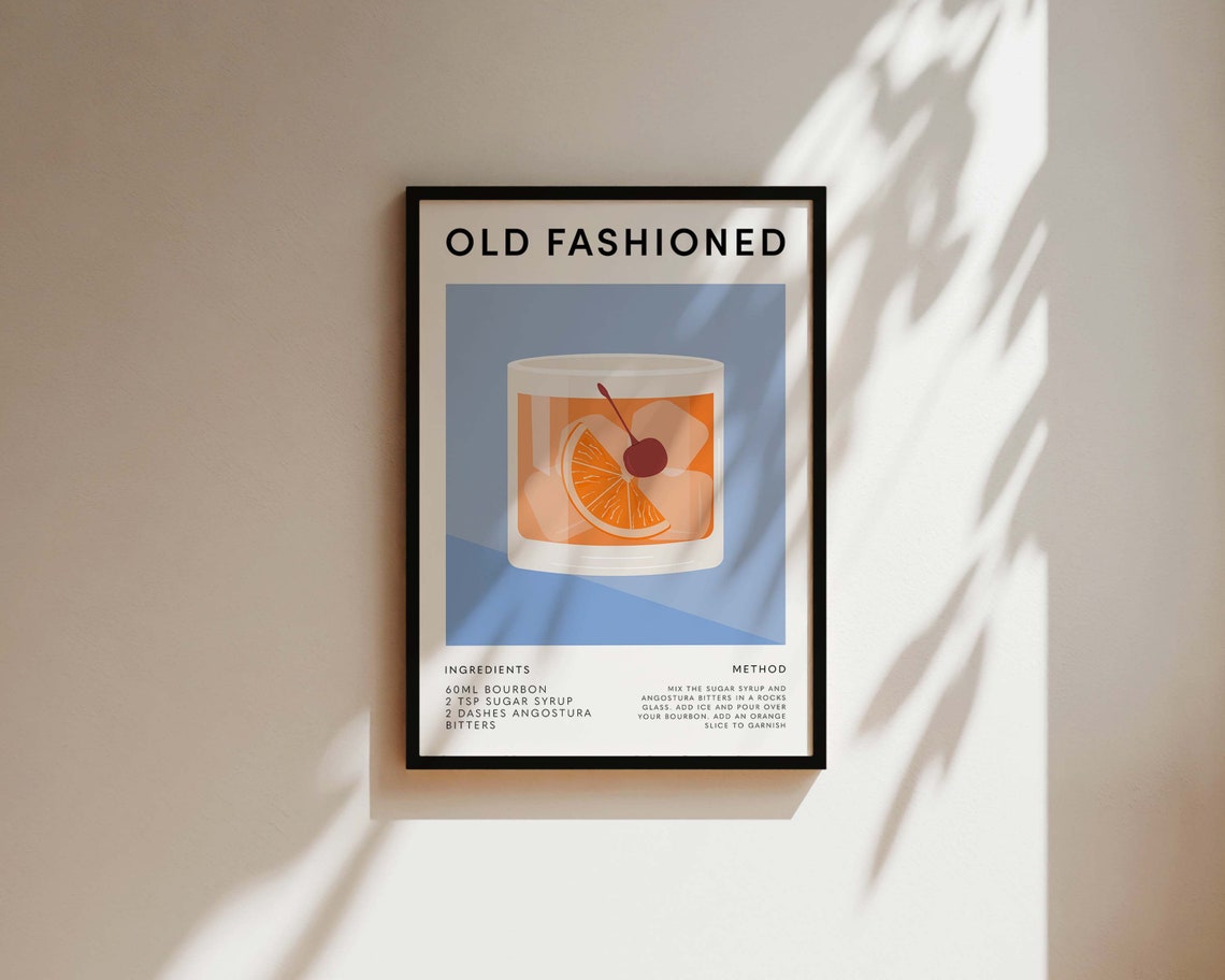 Old Fashioned Cocktail Art Print, Kitchen Bar Decor - Image 3