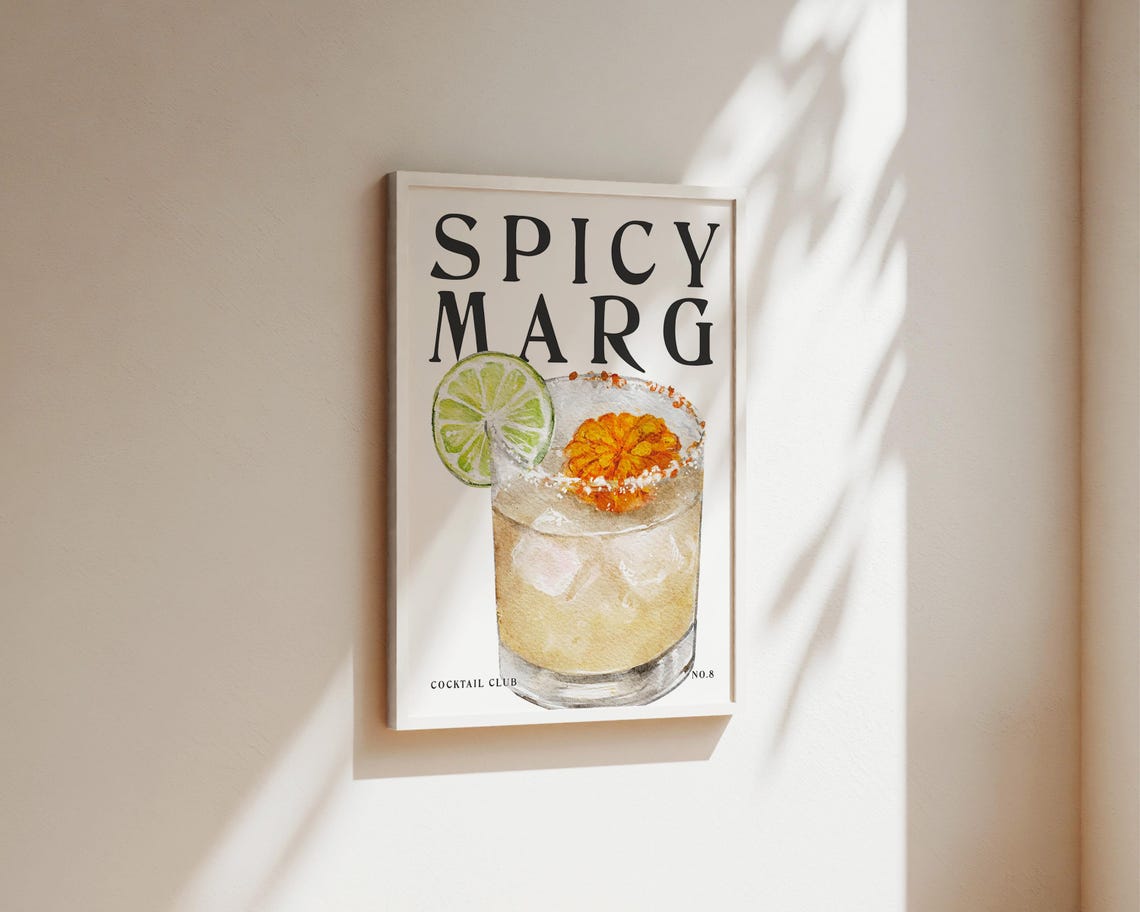 Spicy Margarita Cocktail Poster, Kitchen Wall Art - Image 2