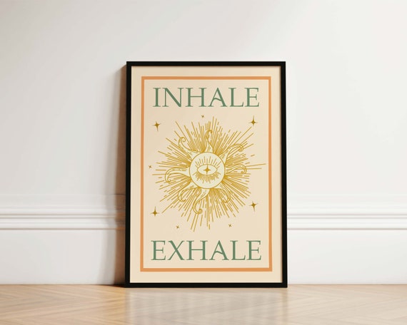Inhale Exhale Yoga Boho Sun Meditation Art Print