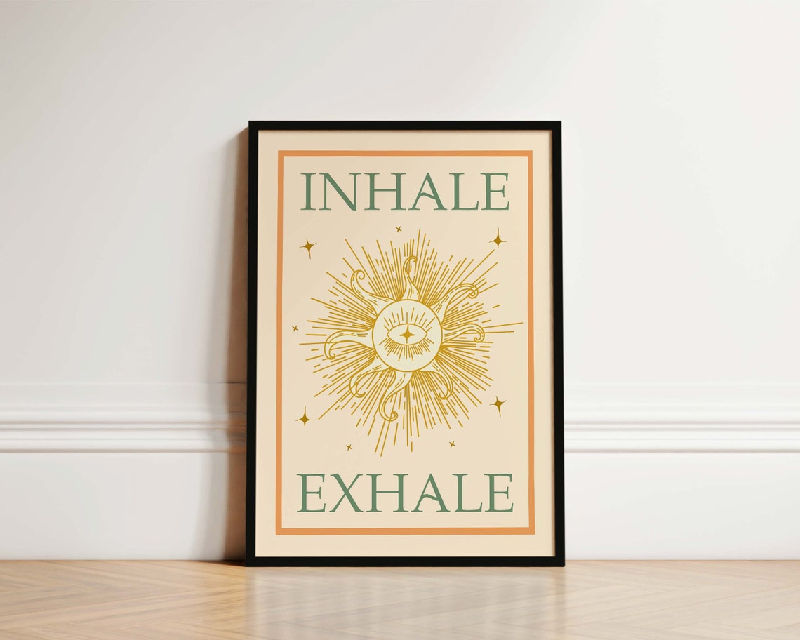 Inhale Exhale Yoga Boho Sun Meditation Art Print