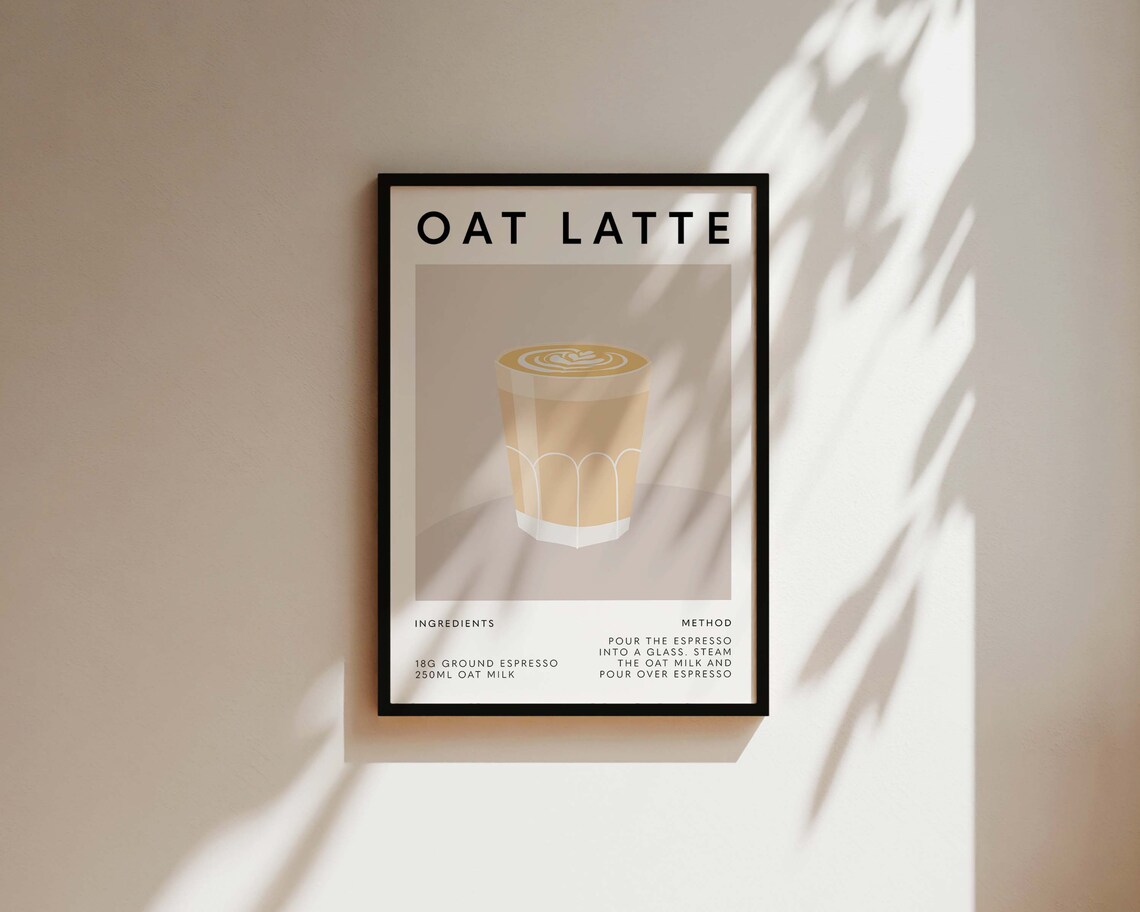 Oat Latte Coffee Poster, Kitchen Wall Art - Image 3