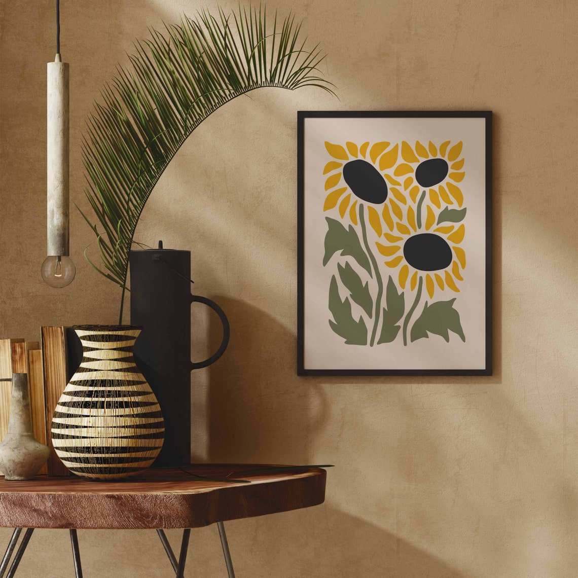 Sunflower Print, Mid-Century Yellow and Green Poster - Image 4