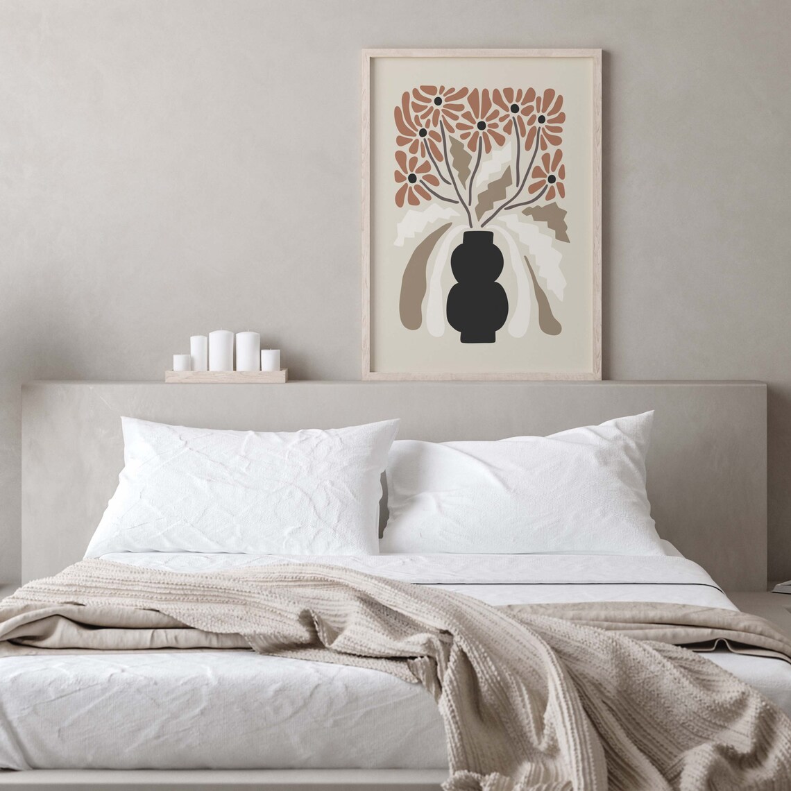 Flower Vase Print, Minimalist Neutral Floral Art Print - Image 2