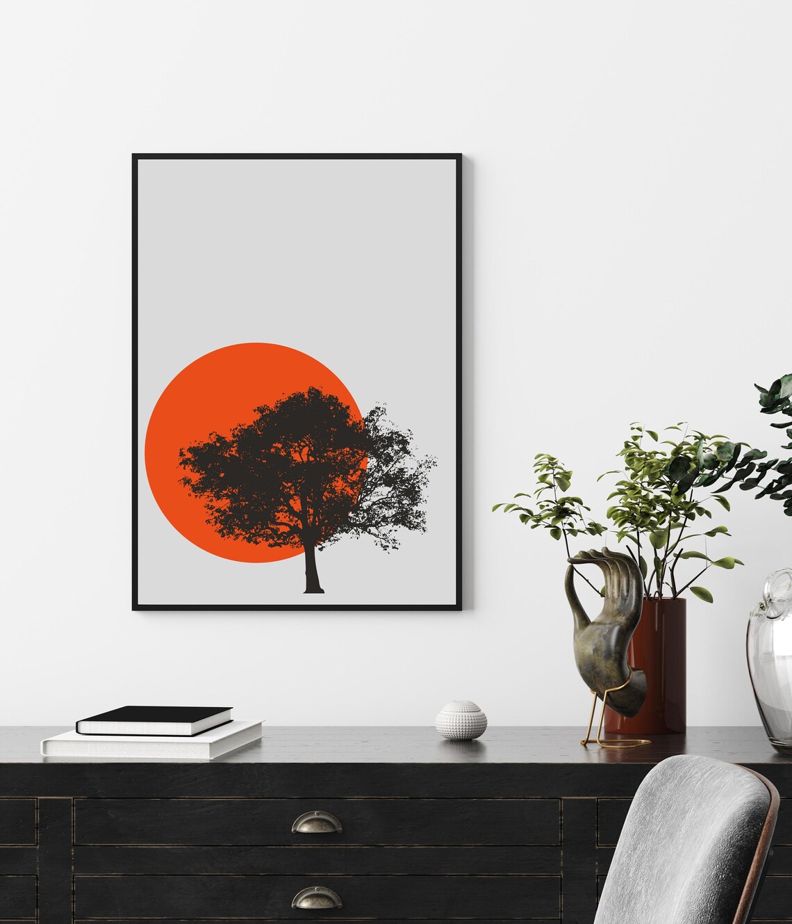 Tree Art Print, Scandinavian Minimalist Grey Decor - Image 3