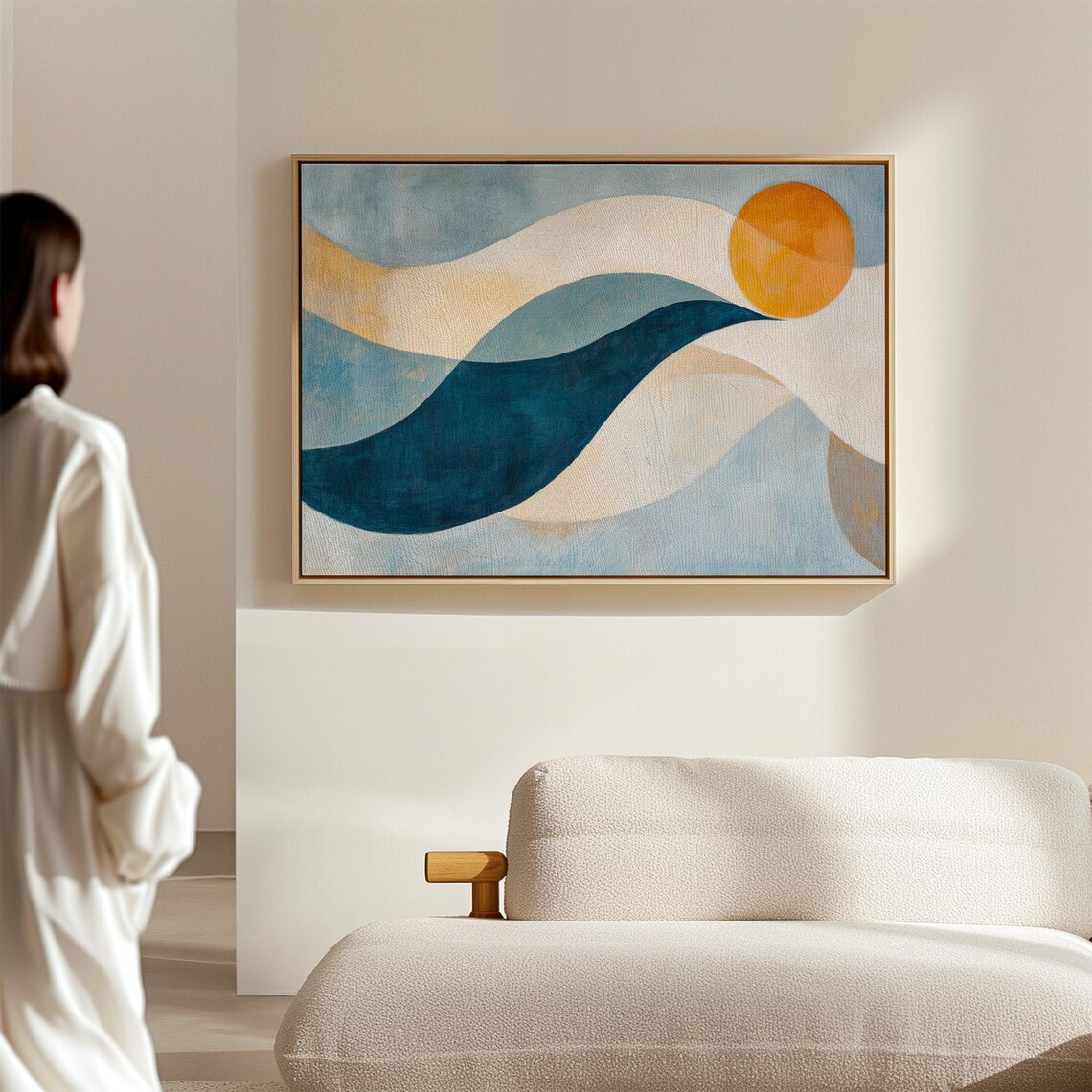 Minimalist Abstract Landscape, Flowing Waves Sun - Image 4