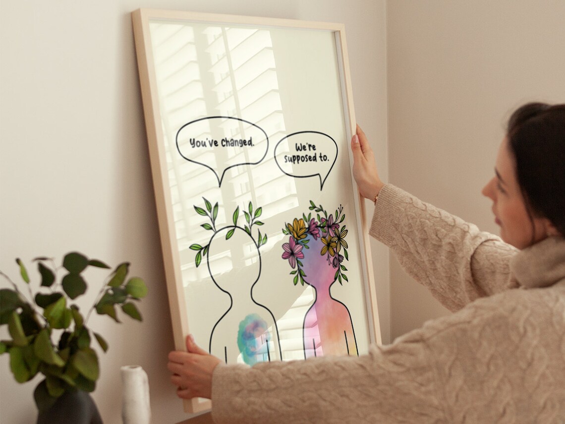 Youve Changed Were Supposed To Floral Growth Line Art Wall Art - Image 4