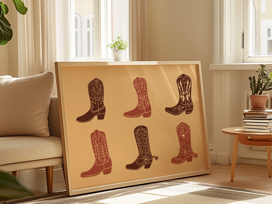 Western Style Art Print Boho Minimalist Prints Modern Art Bohominimalistdecor Cowboy Art File - Image 2