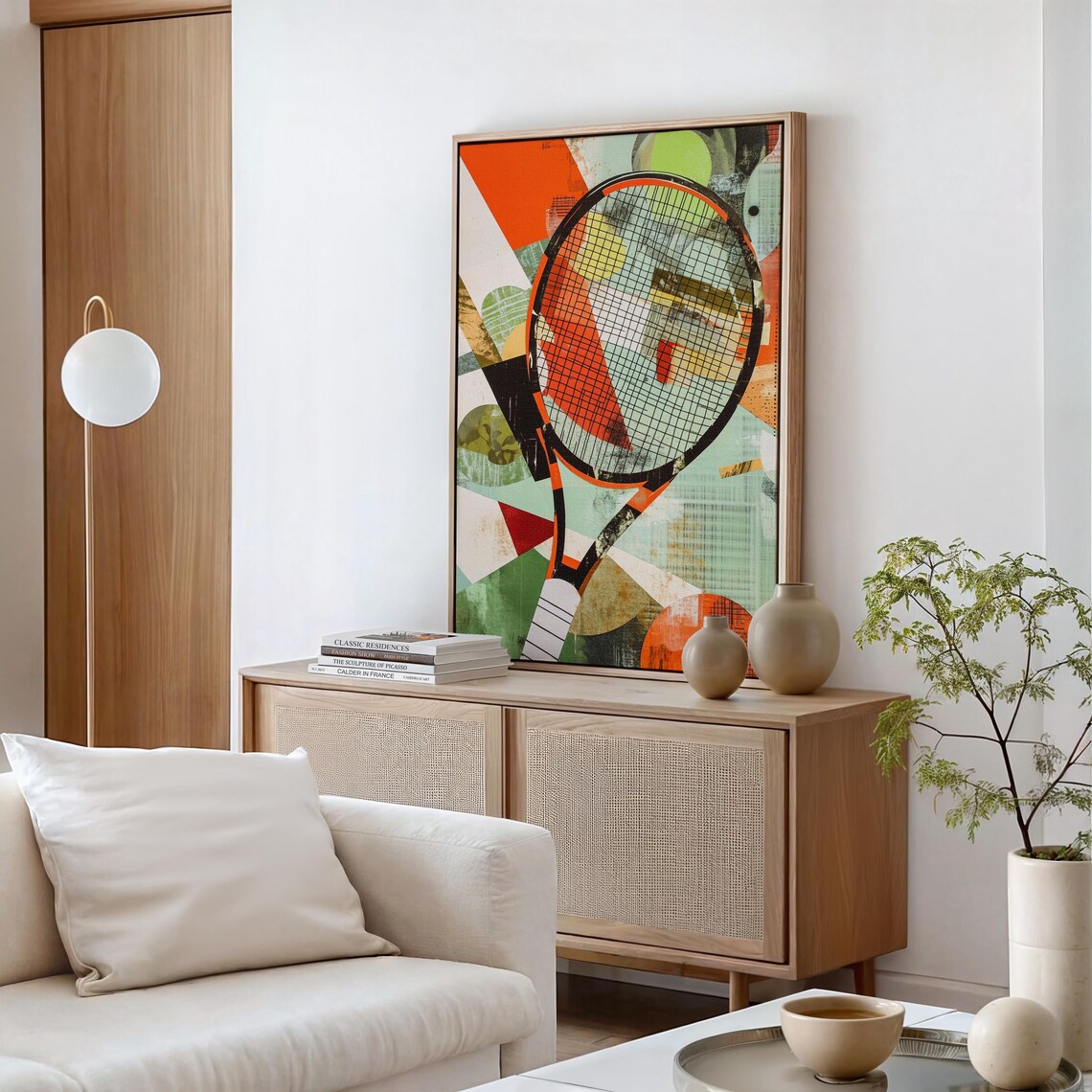 Abstract Tennis Artwork, Dynamic Racket And Ball - Image 3