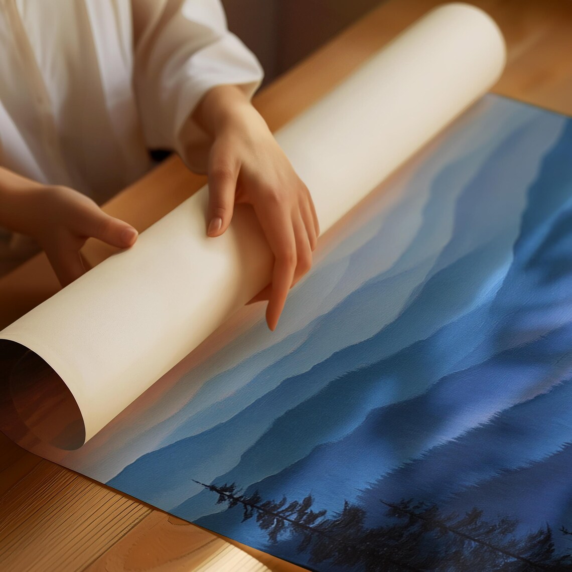 Misty Blue Ridge Mountain Art Print, Layered Landscape - Image 2