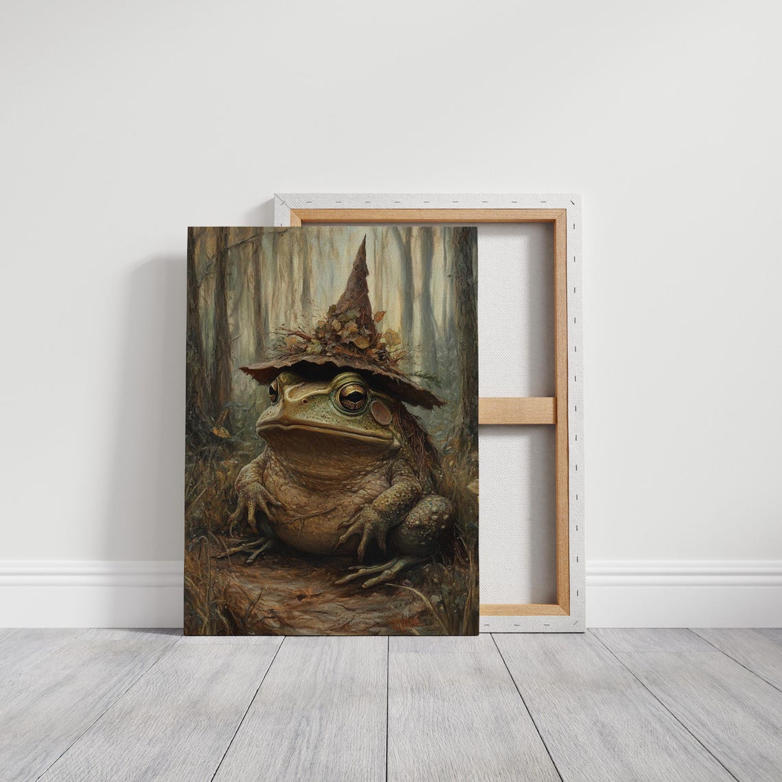 Enchanted Toad in Leafy Witch Hat Misty Forest Fantasy Portrait Poster - Image 4