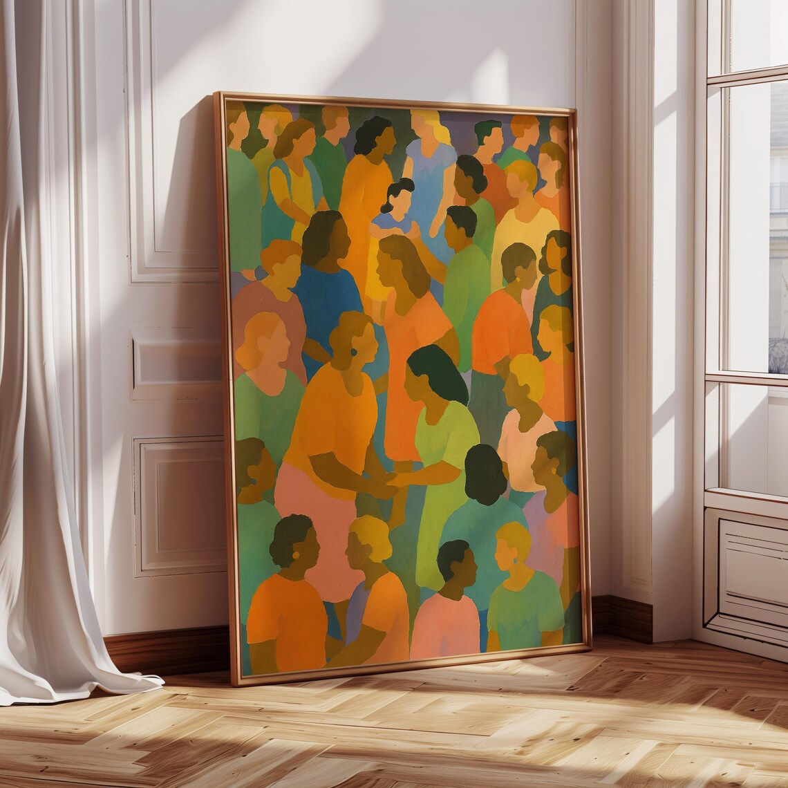 Community Gathering, Figurative Expressionist Painting - Image 4