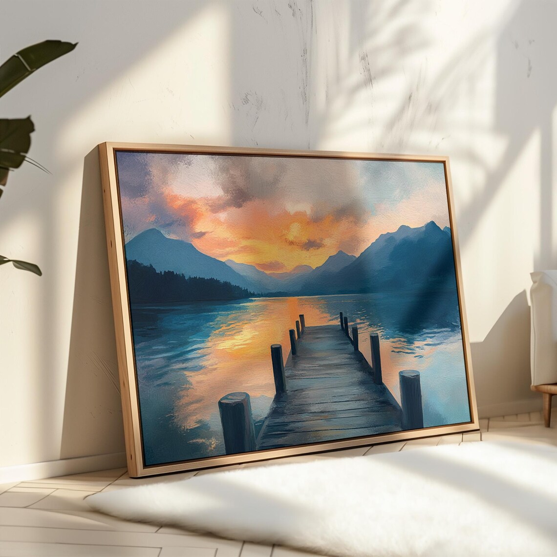 Sunset Over Serene Lake, Tranquil Landscape