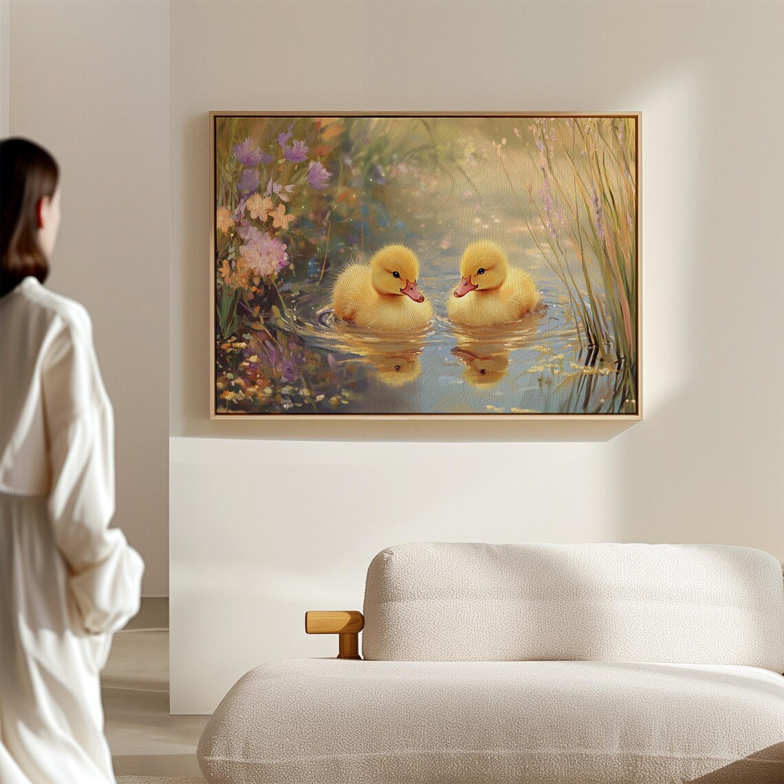 Adorable Ducklings In A Tranquil Pond, Whimsical Nature Art - Image 2