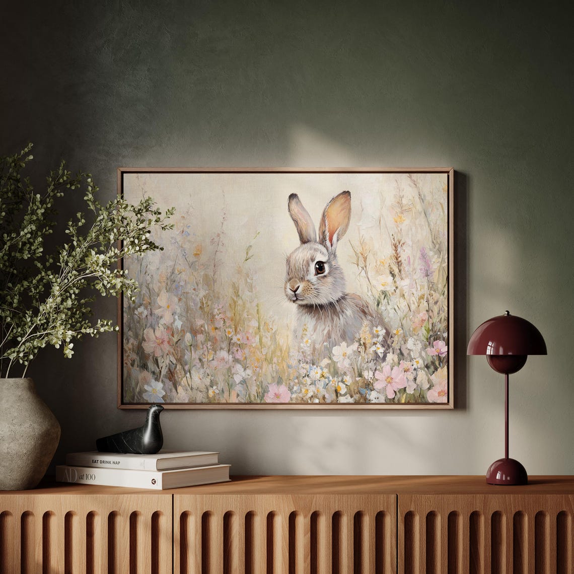 Bunny In Pastel Wildflowers Spring Meadow Cute Rabbit Floral Poster - Image 5