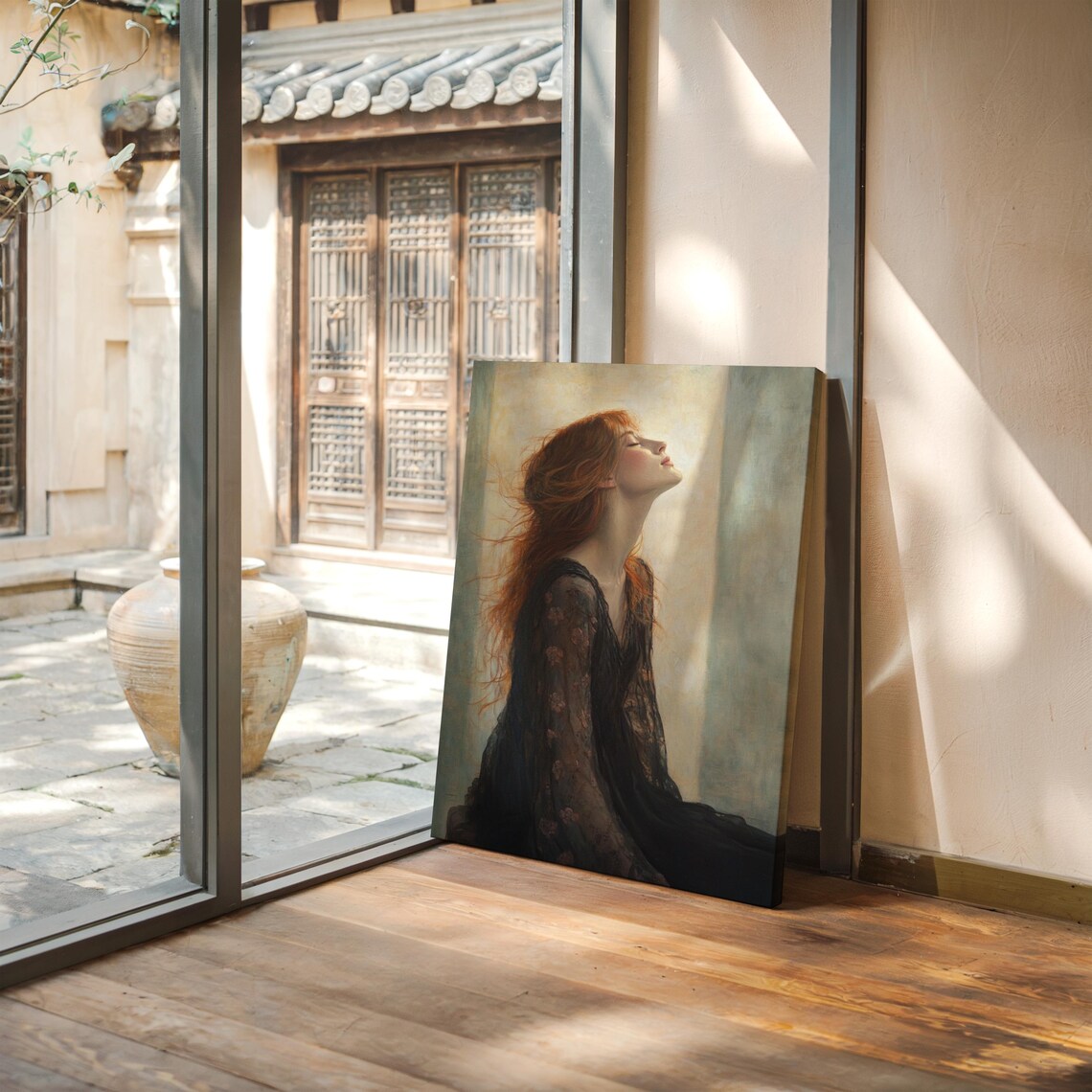Redhead Woman Flowing Hair Dreamy Light Fine Art Portrait Poster - Image 4