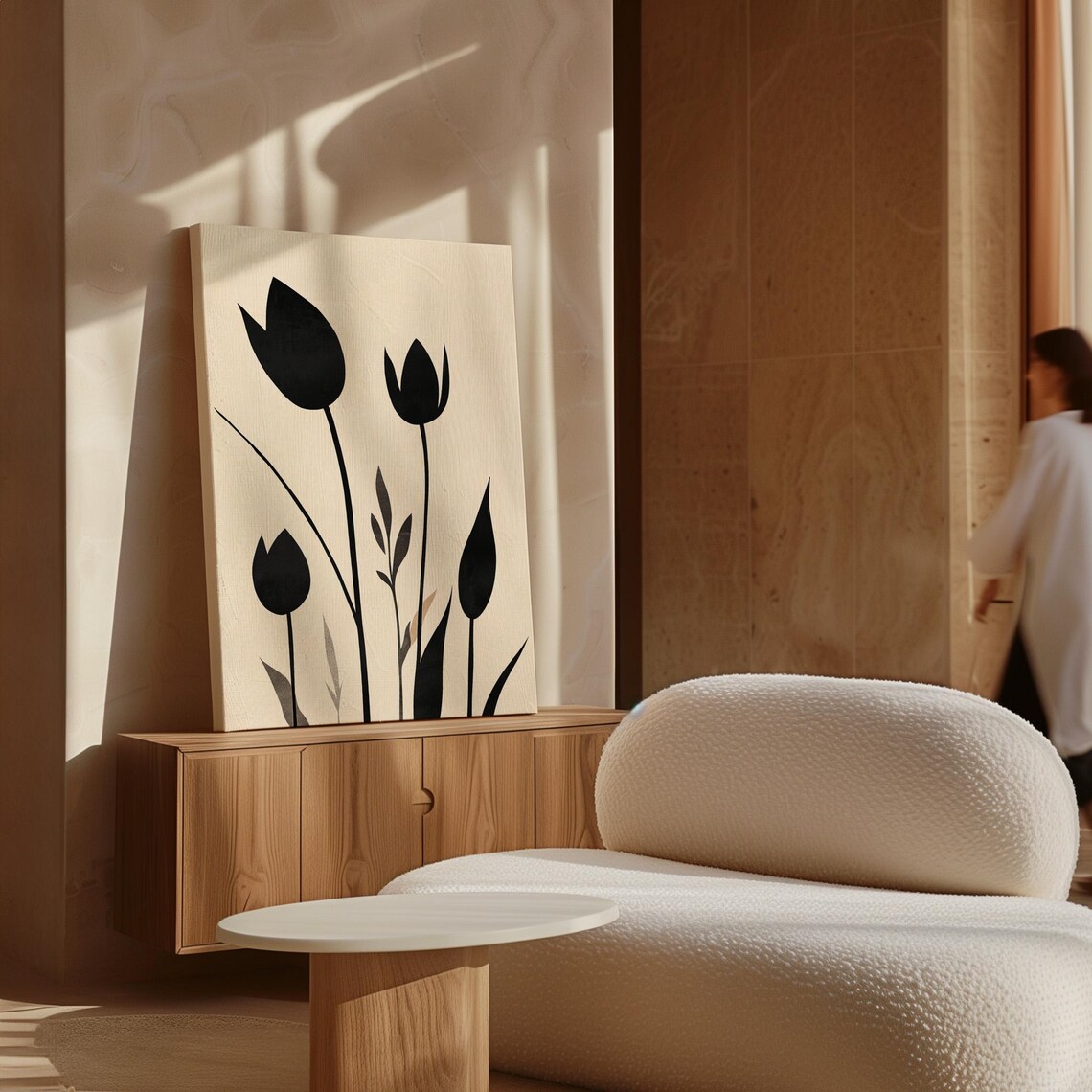 Minimalist Black Tulip Silhouette, Floral Decor - Image 5