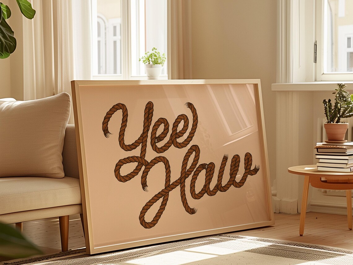 Yee Haw Rope Typography, Western Cowboy Decor - Image 4