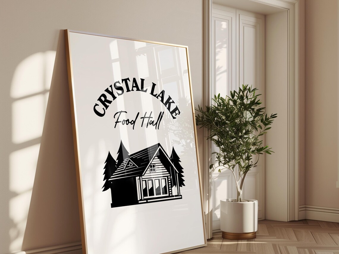 Funny Crystal Lake Food Hall Camp Cabin Logo Horror Parody Wall Poster - Image 2