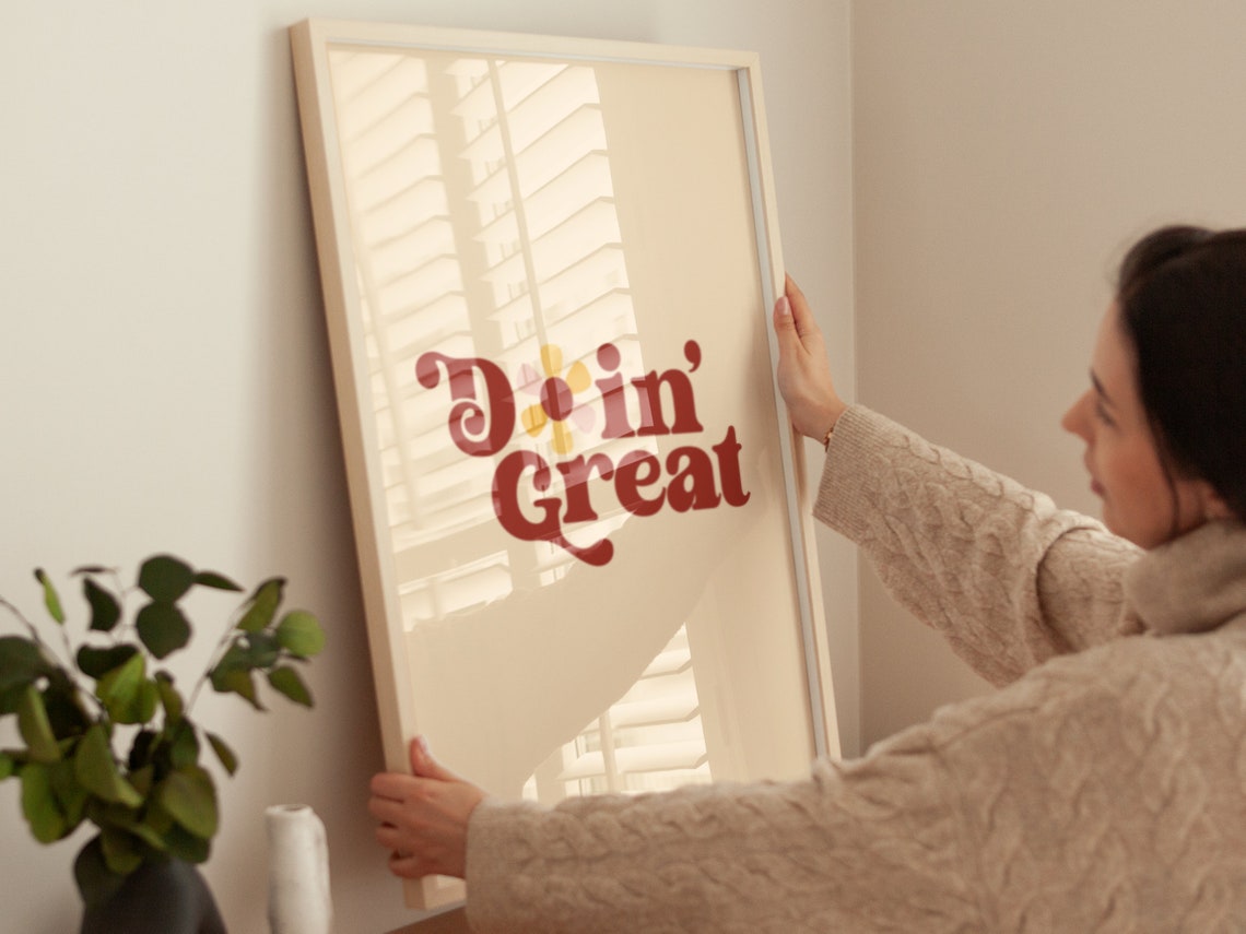Doin Great Retro Script Typography Daisy Accent Vintage Poster