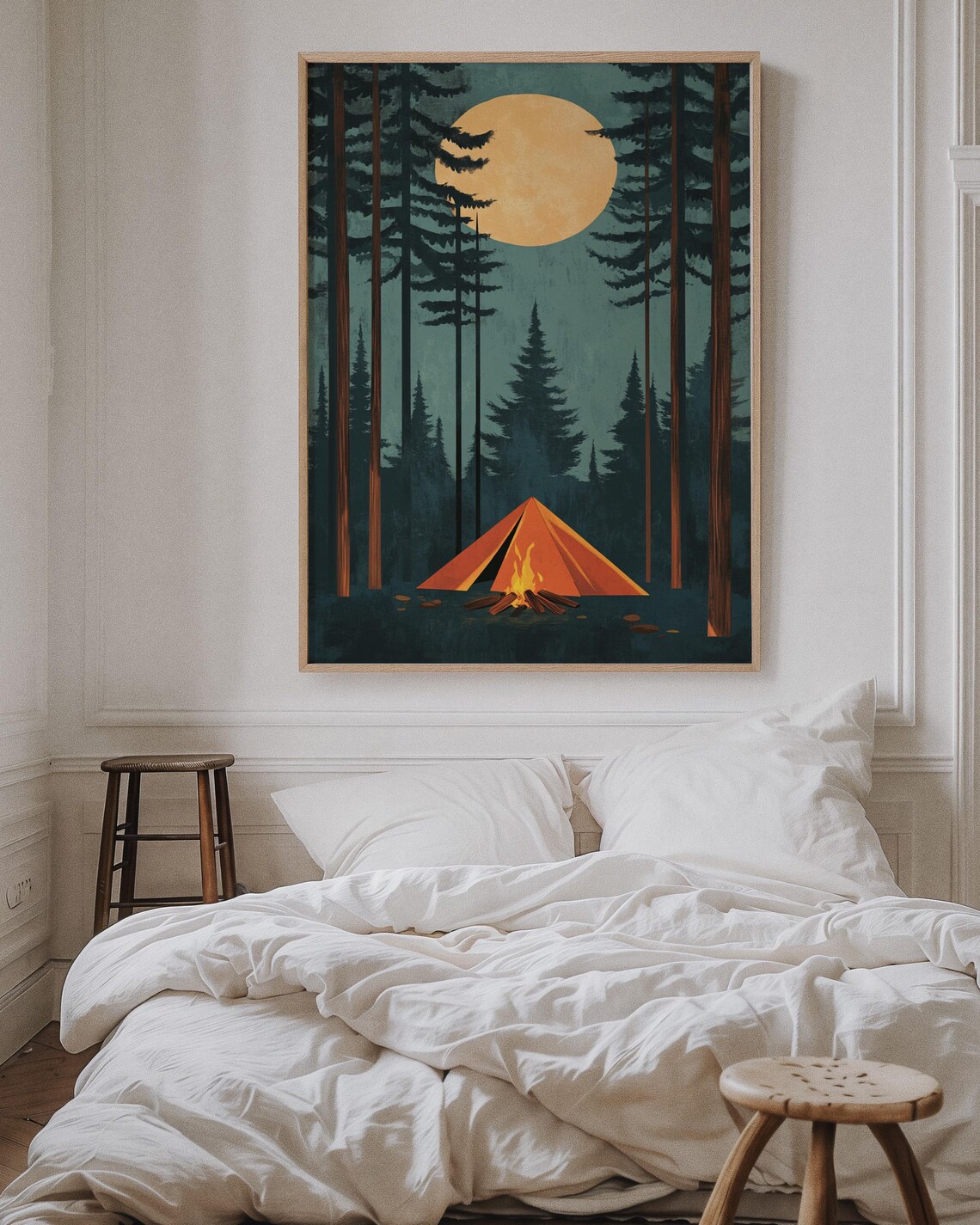 Full Moon Camping Poster, Cozy Forest Night Sky - Image 4