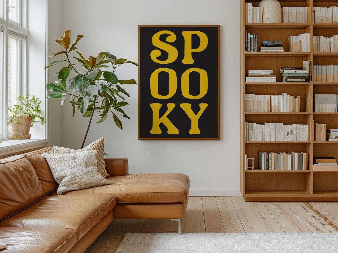 Spooky Graphic Yellow Black Big Lettering Fun Halloween Party Wall Poster - Image 4