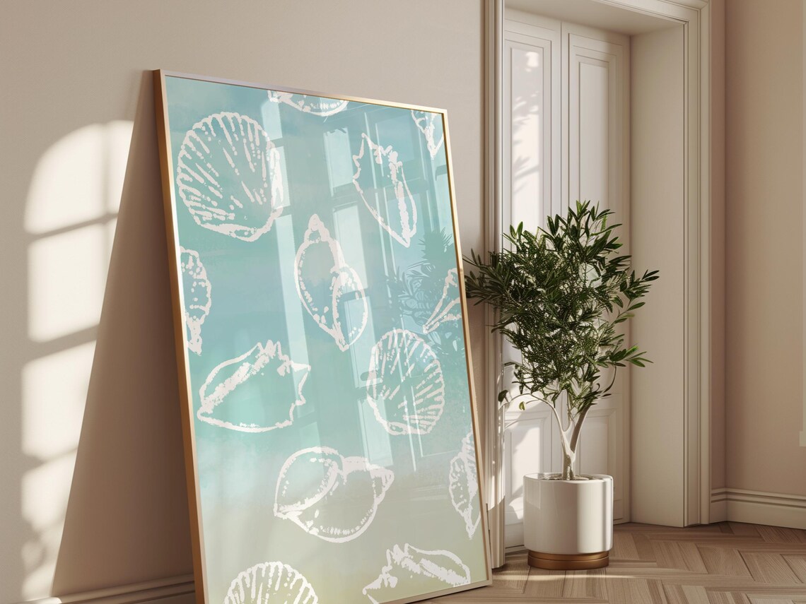 Seashell Watercolor Art Print, Coastal Ocean Pattern - Image 4