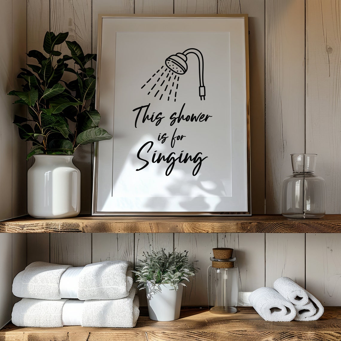 This Shower Is For Singing Funny Script Minimalist Bathroom Art Poster - Image 2