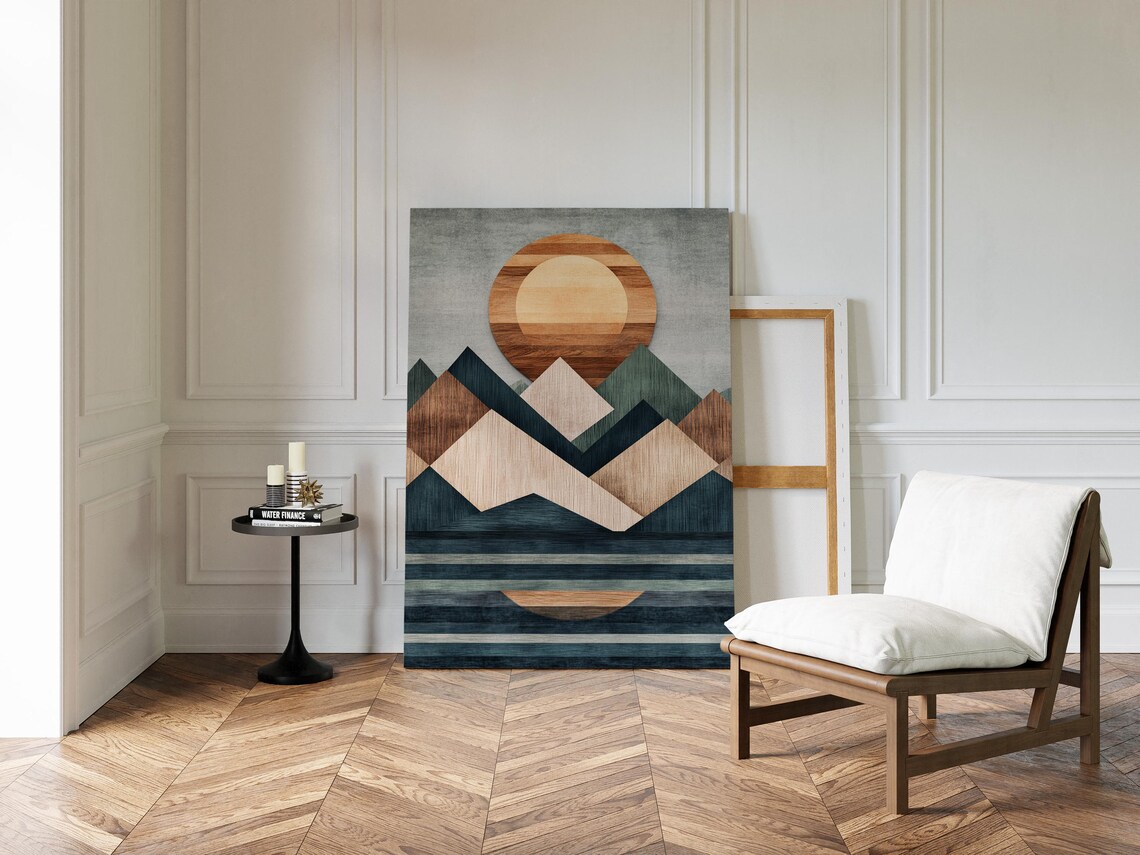 Geometric Mountain Art Print, Modern Abstract Landscape - Image 3