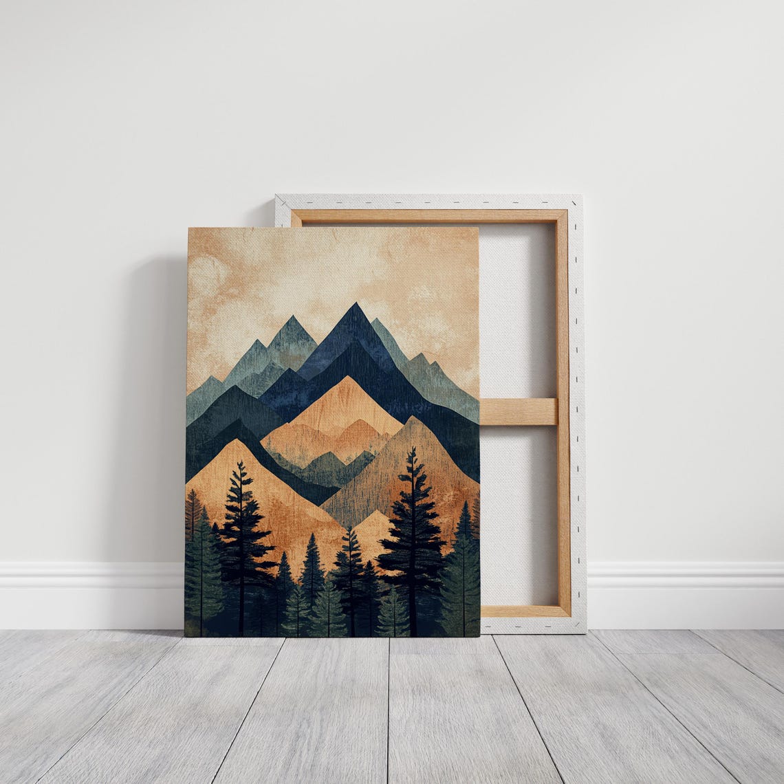 Geometric Mountain Print Rustic Nature Wall Art Modern Abstract Landscape Earth Tone Forest Poster For Home Or Office - Image 5