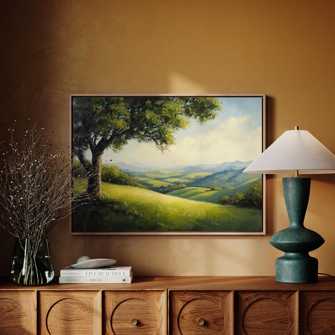 Rolling Hills Landscape Painting, Serene Countryside - Image 2