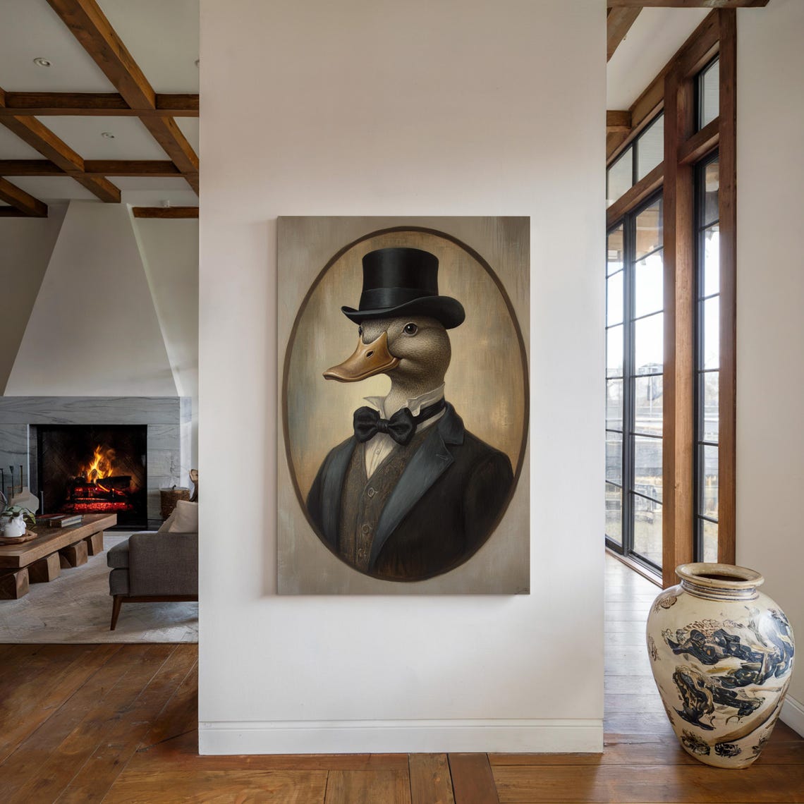 Regal Duck in Top Hat Bow Tie Victorian Gentleman Portrait Wall Poster - Image 3