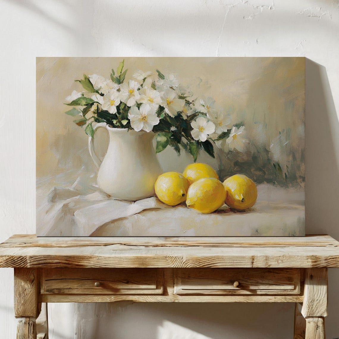 Vintage Still Life White Vase Blossoms Lemons Classic Kitchen Poster - Image 3