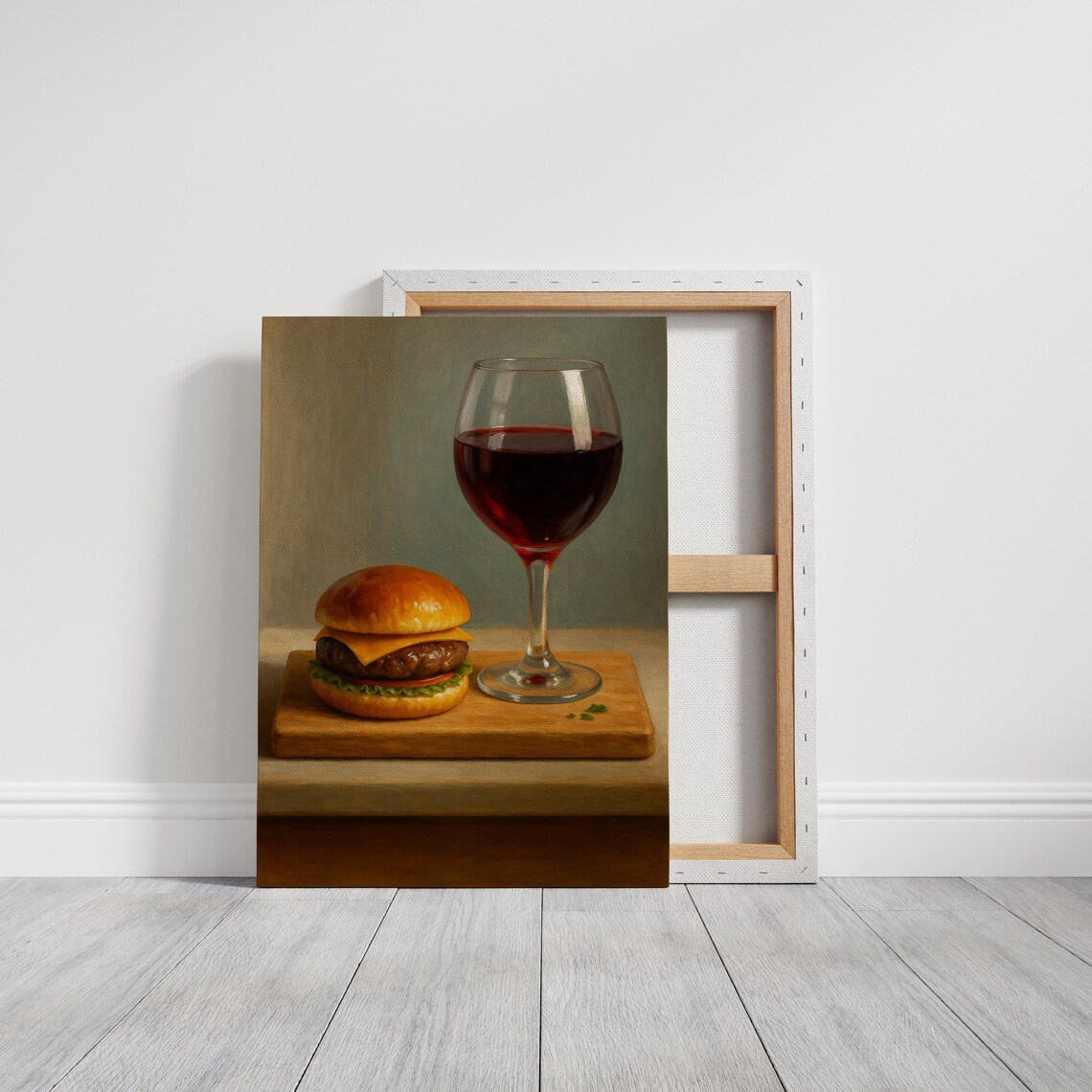 Burger And Wine Art Print, Gourmet Still Life - Image 2