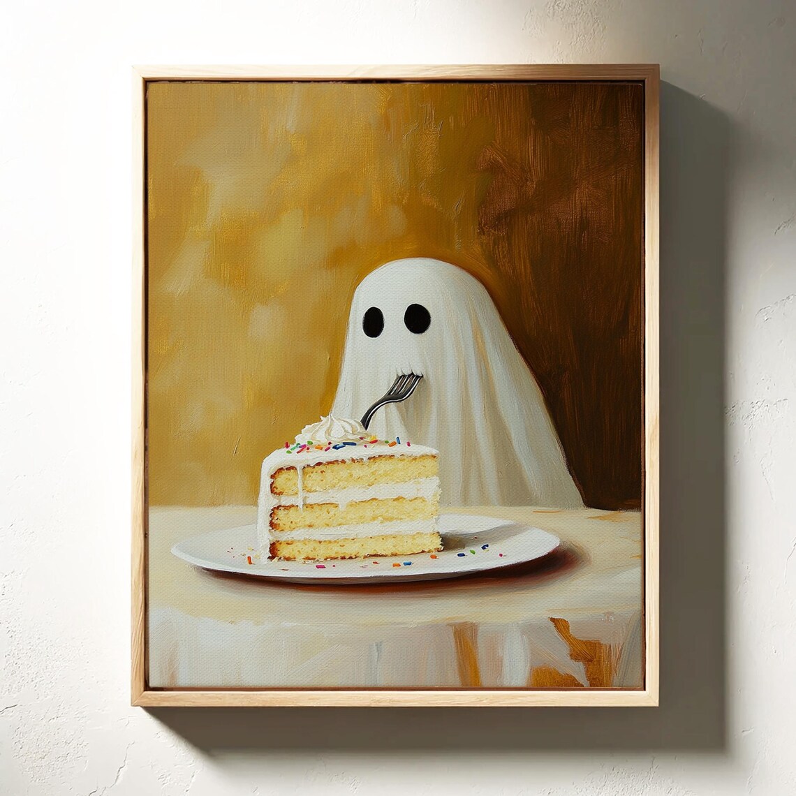 Funny Ghost Eating Cake, Whimsical Spooky Dessert - Image 5