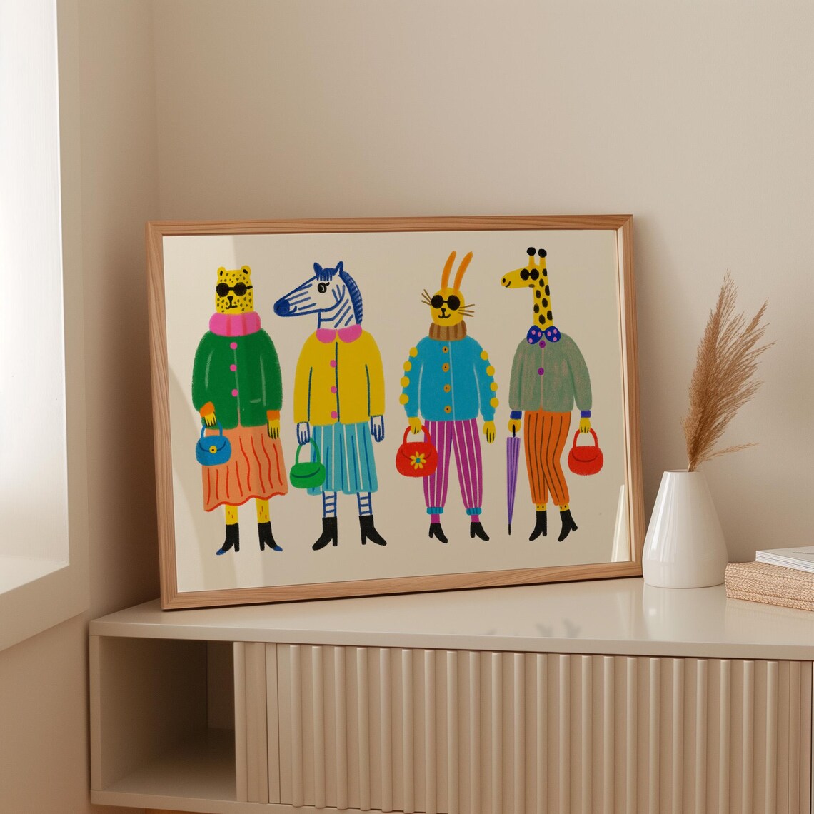 Stylish Dressed Animals Illustration, Anthropomorphic Friends - Image 3