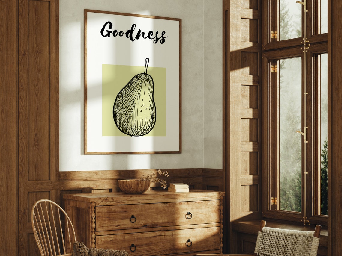 Goodness Pear Fruit Sketch Christian Affirmation Wall Art Poster - Image 2