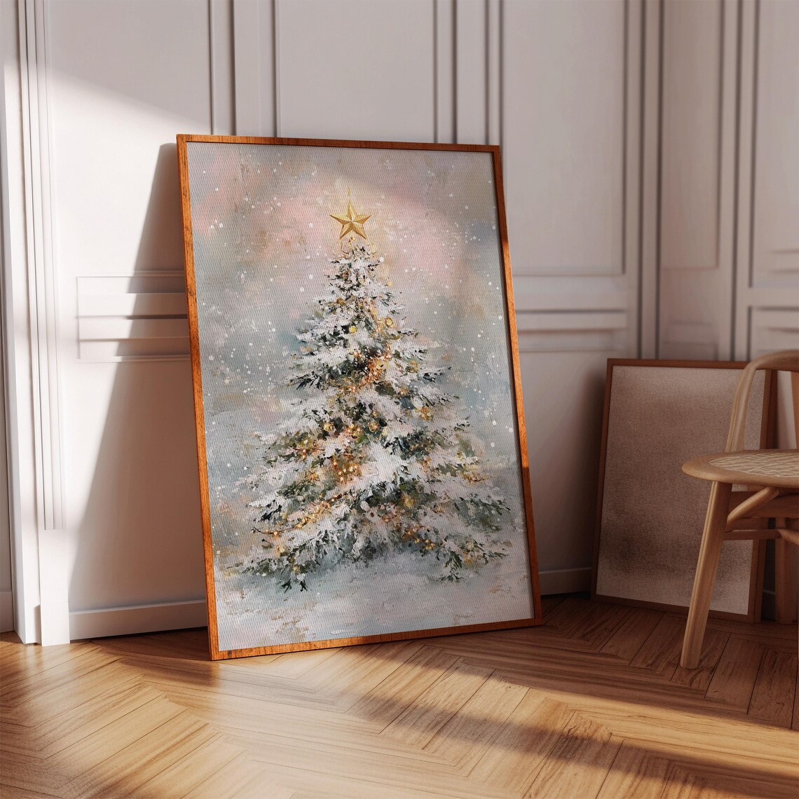 Elegant Snowy Christmas Tree, Holiday Wall Art - Image 4