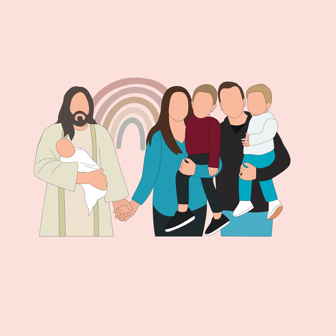 Custom Miscarriage Loss Family Portrait, Memorial Art Print - Image 3