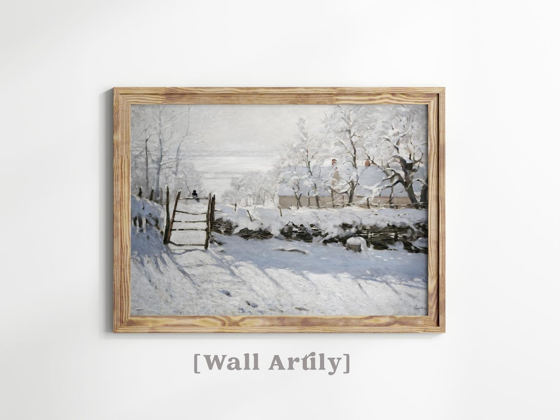 Claude Monet Snowy Winter Landscape With Wooden Gate Painting Poster - Image 3