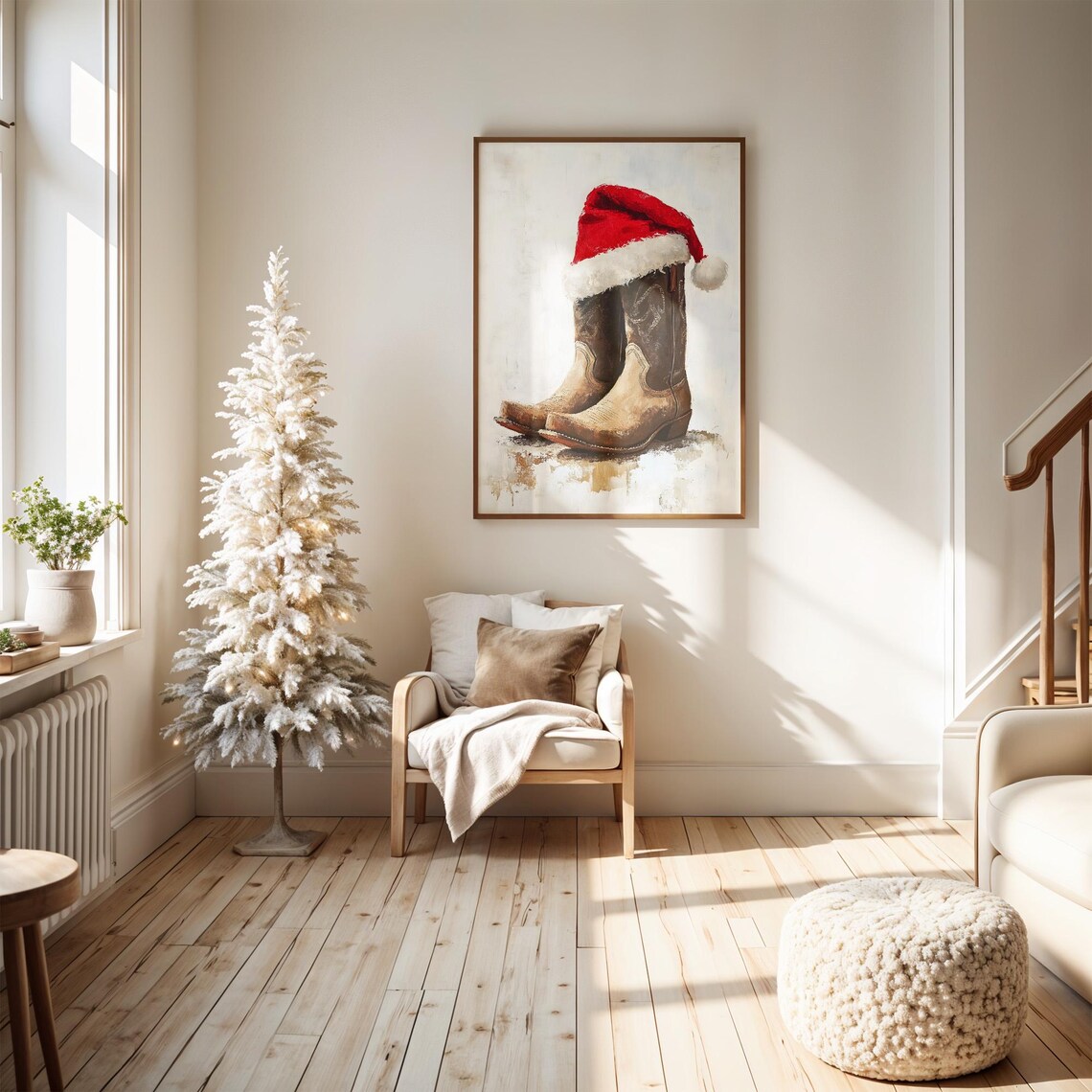 Christmas Cowboy Boots Holiday Western Art Print - Image 7
