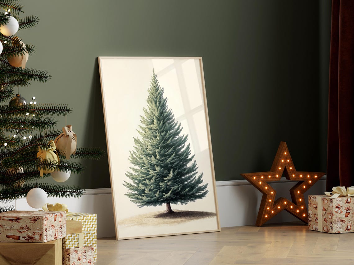 Evergreen Pine Tree Vintage Botanical Sketch Minimalist Art Poster - Image 6