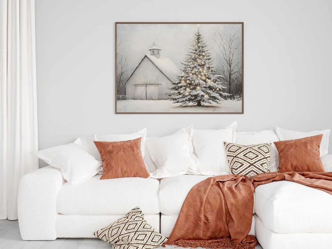 Cozy Winter Cabin Christmas Scene Art Print - Image 5