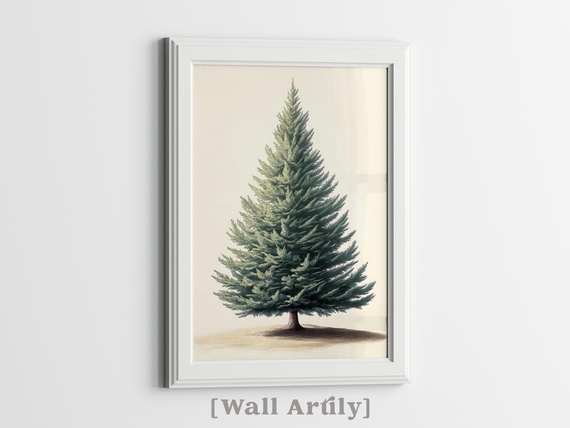 Evergreen Pine Tree Vintage Botanical Sketch Minimalist Art Poster - Image 5