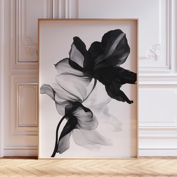 Mid Century Modern Flower Art Print Watercolor Abstract Botanical Prints Above Couch Wall
