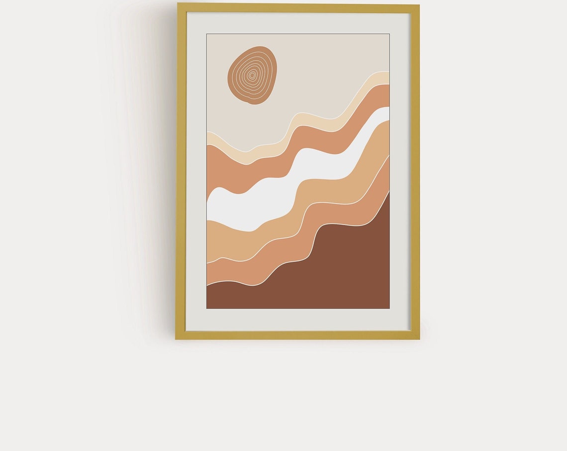 Abstract Sun And Mountains Wall Art Neutral Art Mid Century Modern Art Contemporary Art Boho Room Decor Nature - Image 2