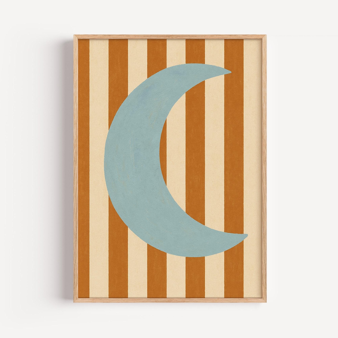 Blue Crescent Moon Minimalist Celestial Art Print